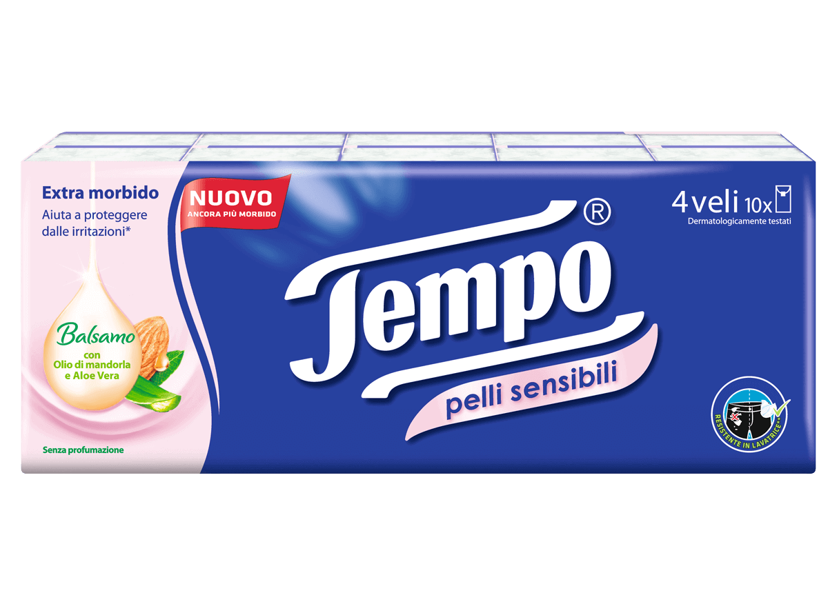 737998 FAZZOLETTI TEMPO 10 PZ.PELLI SENSIBILI - immagine 1